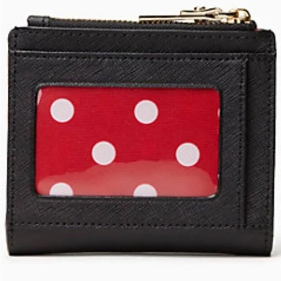 Kate Spade x Disney Minnie Mouse NWT Adalyn Black Polka Dot Bow Wallet - Picture 3 of 10